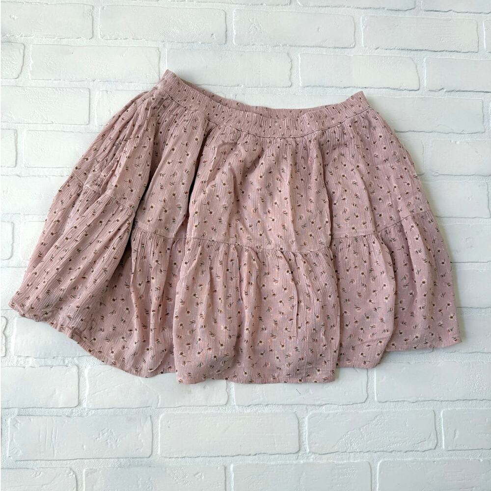 American Eagle Women's Pink Cottage Floral Print Lined Pull on Mini Skirt -sz S